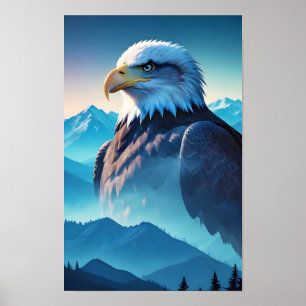 Póster Bald Eagle Doble Exposición Naturaleza animal Wild