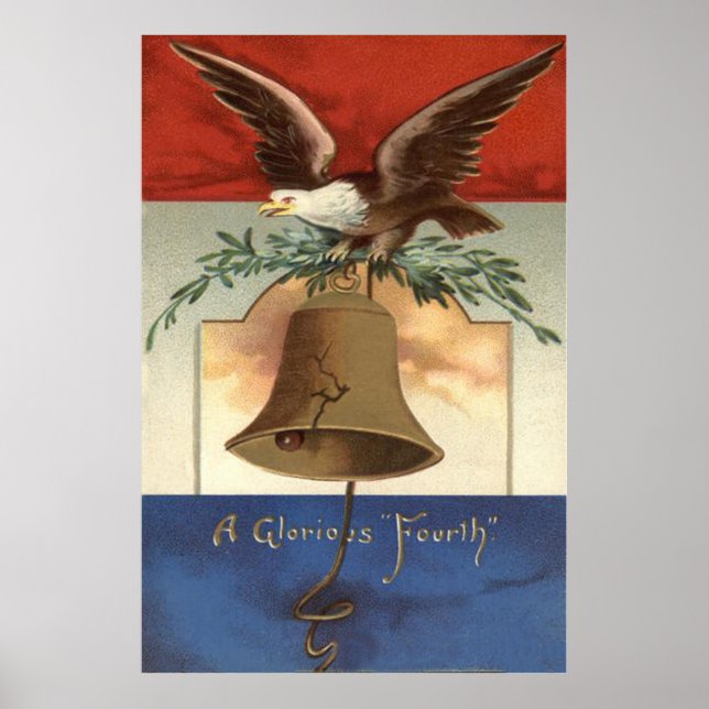 Póster Bald Eagle Liberty Bell 4 de julio (Frente)