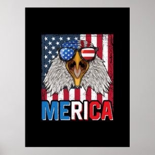 Póster Bald Eagle Merica 4 de Julio