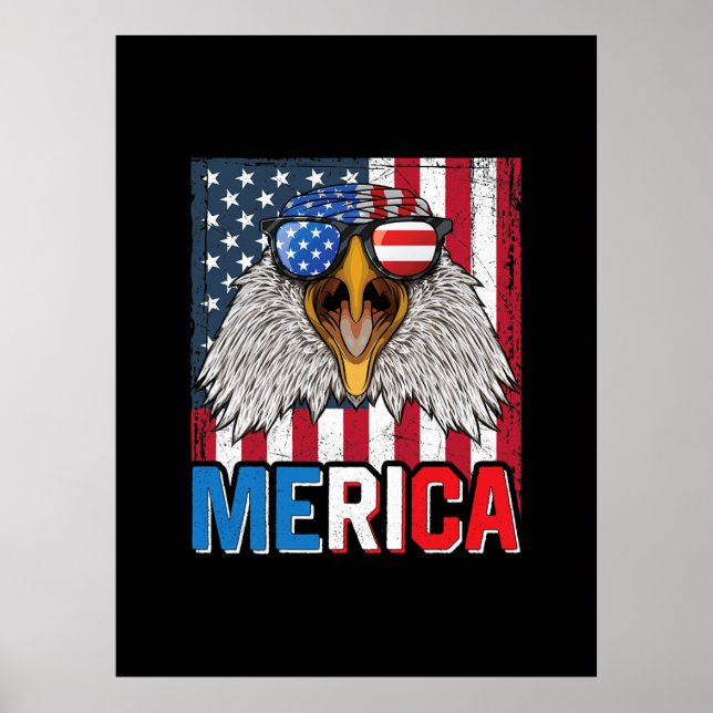 Póster Bald Eagle Merica 4 de Julio (Frente)