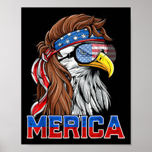 Póster Bald Eagle Mullet Bandera Americana Patriótica 4
