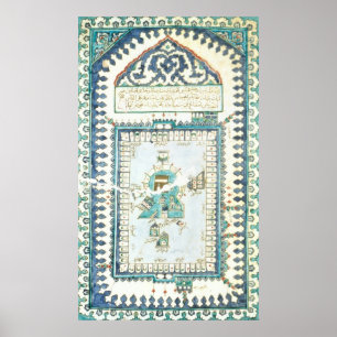 Póster Baldosa de Iznik con representación de La Meca