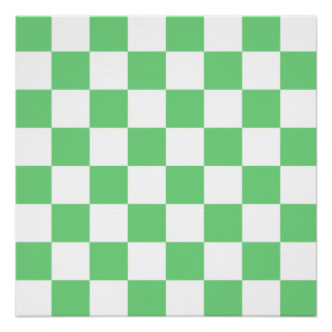 Póster Baldosa de tablero de ajedrez verde retro Y2K