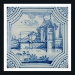 Póster Baldosa delgada que muestra un puente levadizo sob<br><div class="desc">Imagen:56463 Baldosa Delft que muestra un puente levadizo sobre un canal,  siglo XIX. Escuela Holandesa (siglo XIX). Colección Privada,  La Colección Stapleton. Arte,  Bella Artes.</div>