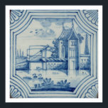 Póster Baldosa delgada que muestra un puente levadizo sob<br><div class="desc">Imagen:56463 Baldosa Delft que muestra un puente levadizo sobre un canal,  siglo XIX. Escuela Holandesa (siglo XIX). Colección Privada,  La Colección Stapleton. Arte,  Bella Artes.</div>
