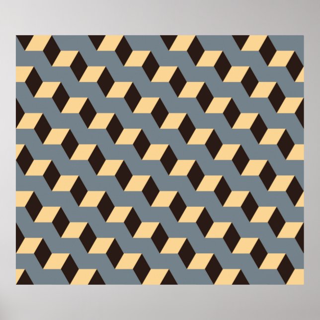 Póster baldosa geométrica sin costura con escaleras cúbic (Frente)