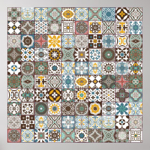 Póster Baldosa marroquí de colores