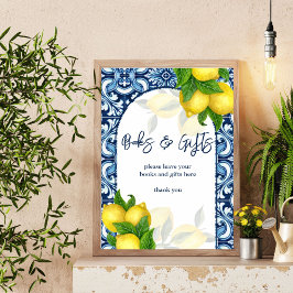 Póster Baldosas azules limón Amalfi bebé señalización de