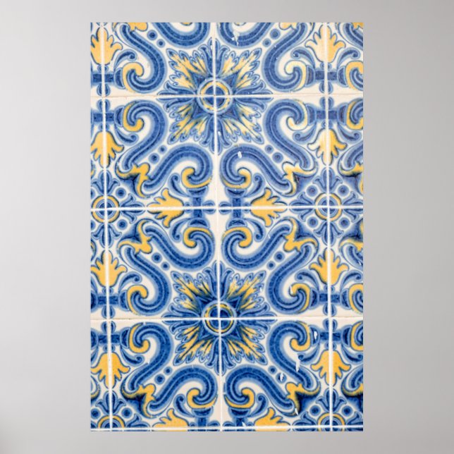 Póster Baldosas azules y amarillas, Portugal (Frente)