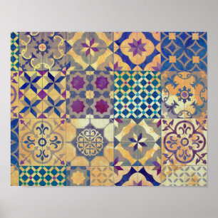 Póster Baldosas coloridas tradicionales del Mediterráneo