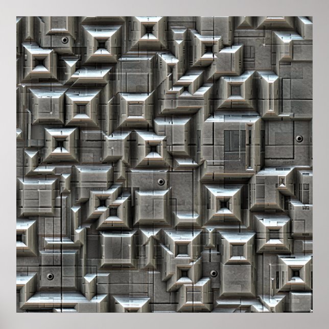 Póster Baldosas de espacio texturizadas (Frente)