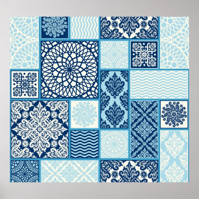 Póster Baldosas de mosaico, fondo transparente. (Frente)