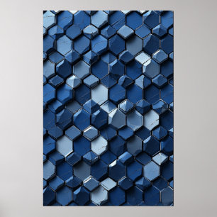 Póster Baldosas Hexagonales craqueadas: Resumen geométric