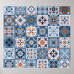 Póster Baldosas marroquíes: Elegancia vintage sin foco