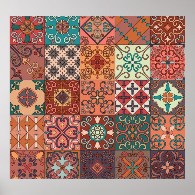 Póster Baldosas Portuguesas: Talavera Estilo Azulejo. (Frente)