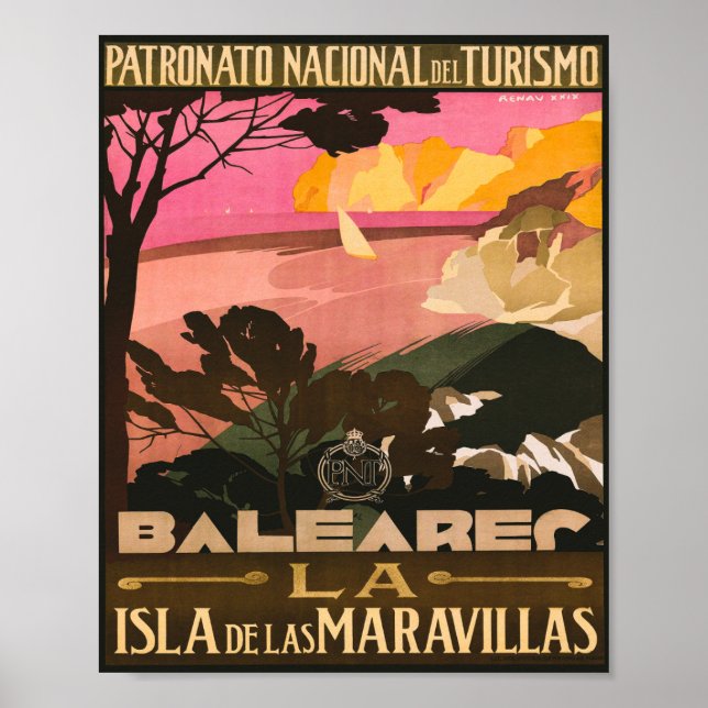 Póster Baleares España Viajes de época (Frente)