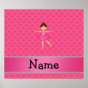 Póster Balerina de nombres personalizados en corazones ro