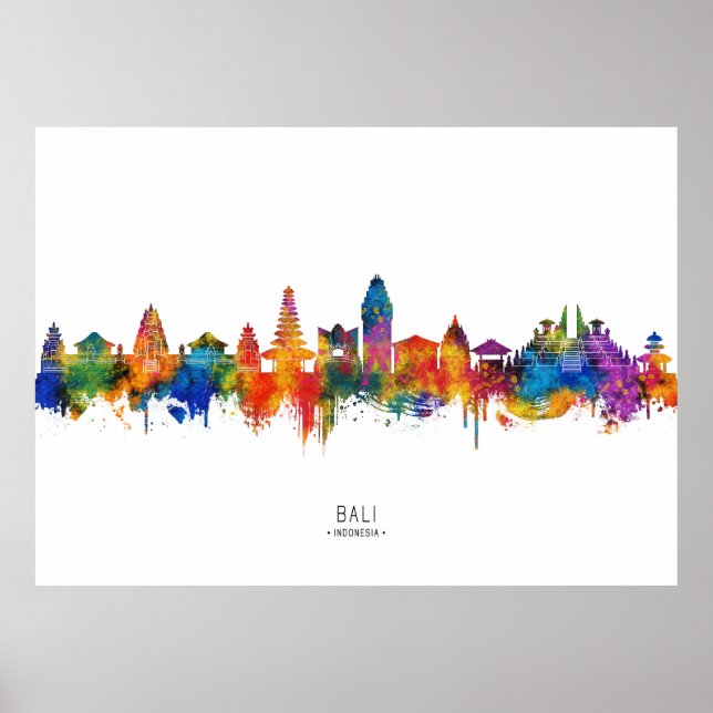 Póster Bali Indonesia Skyline (Frente)