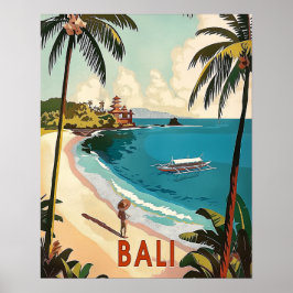 Póster Bali, Indonesia Vintage