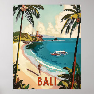 Póster Bali, Indonesia Vintage