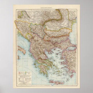 Póster Balkanhalbinsel - Balkan Peninsula Map