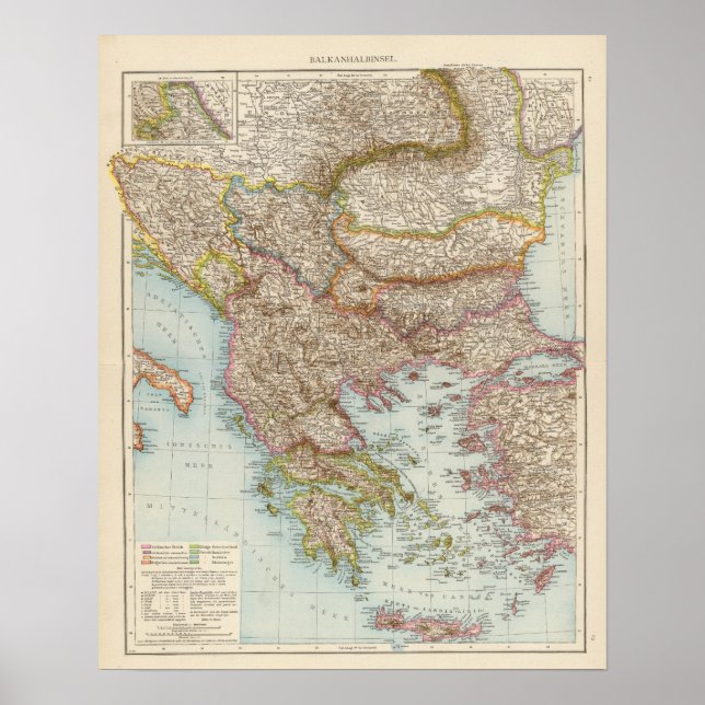 Póster Balkanhalbinsel - Balkan Peninsula Map (Frente)