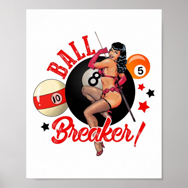 Póster Ball Breaker Funny Pool Player Billiard Lover Bill (Frente)