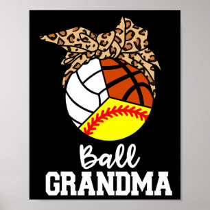 Póster Ball Grandma Softball Volleyball Baloncesto Leopar
