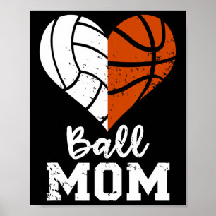 Póster Ball Mom Heart Fun Voleibol De Básquetbol Mamá