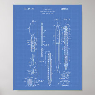 Póster Ball Point Pen 1966 Patent Art Blueprint