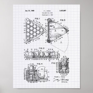 Póster Ball Rack Billiard 1969 Patent Art - Peper en líne