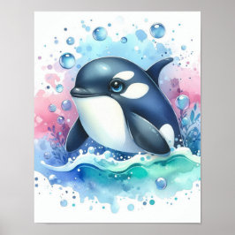 Póster Ballena acuarela