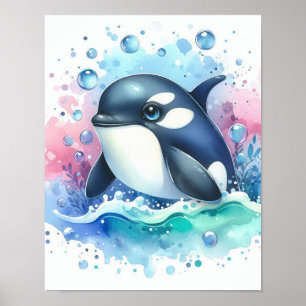 Póster Ballena acuarela