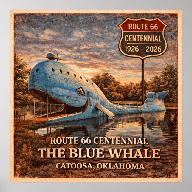 Póster Ballena Azul Catoosa Centenario de Oklahoma (Frente)