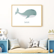 Ballena azul linda con nombre personalizado niño p