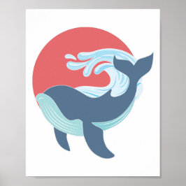 Póster ballena azul natación