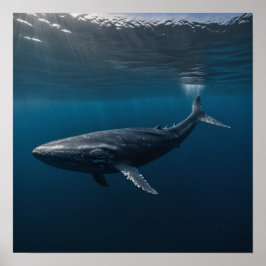 Póster Ballena Azul Natación Subacuática