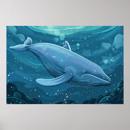 Póster Ballena azul pequeña
