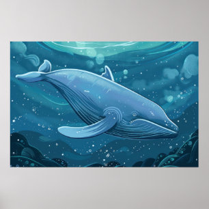 Póster Ballena azul pequeña