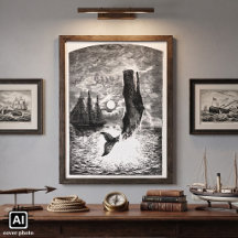 Ballena cachalote vintage emergiendo, animales de