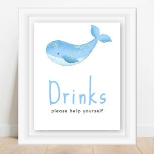Póster Ballena de acuarela - Bebidas
