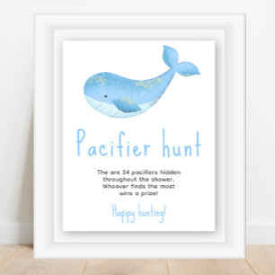 Póster Ballena de acuarela - Juego de caza de chupete par