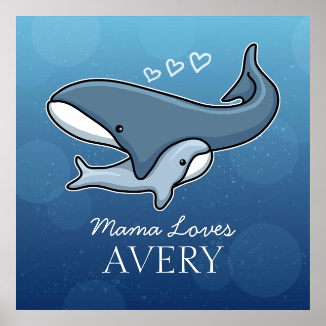 Póster Ballena de bebé de mamá personalizada, añada nombr (Frente)