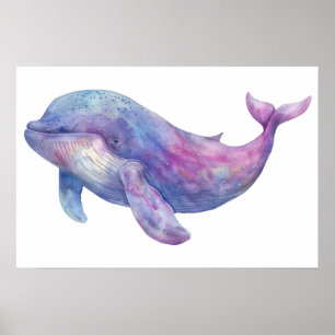 Póster Ballena de color de agua Beluga pequeña