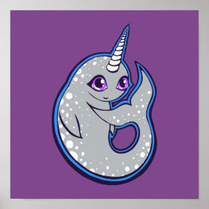 Póster Ballena de Narballal gris con diseño de dibujo de 