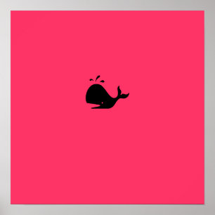 Póster Ballena glow_black-on-red del océano