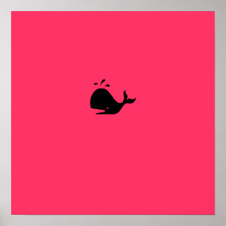 Póster Ballena glow_black-on-red del océano