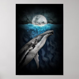 Póster Ballena jorobada A La Luz De La Luna