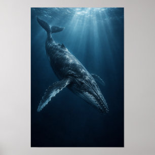 Póster Ballena Jorobada Deslizándose a Través del Océano 