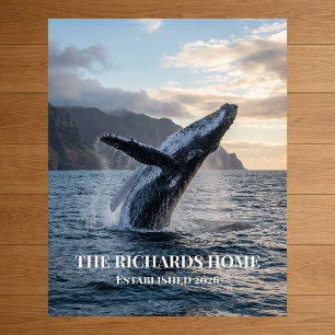 Póster Ballena Jorobada Rompiendo la Superficie al Atarde